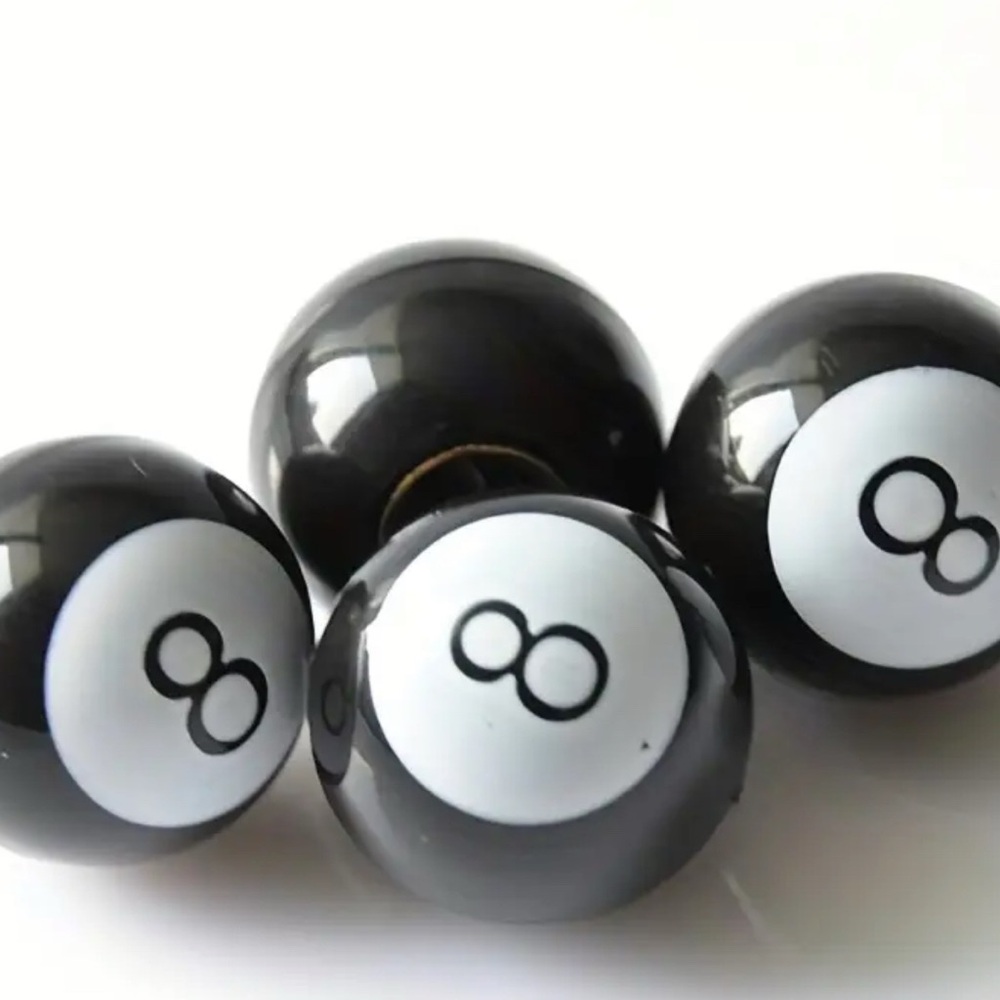 Black 8 Ball Tire Valve Cover Set